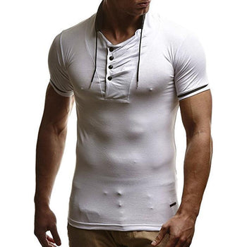 Men's Slim Solid Color Stand Collar Short Sleeve T-shirt