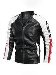 Gunotgent Stand Collar Slim Leather Jacket