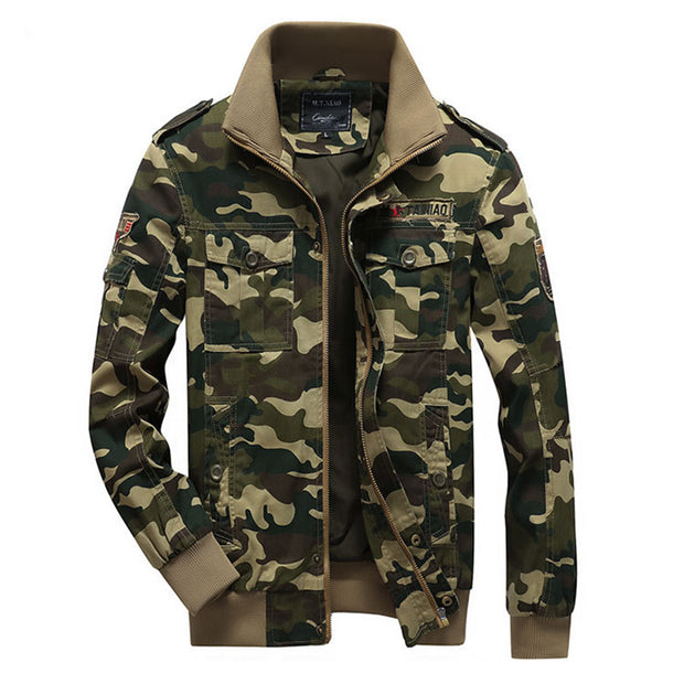 Mens fashion stand-collar camouflage jacket