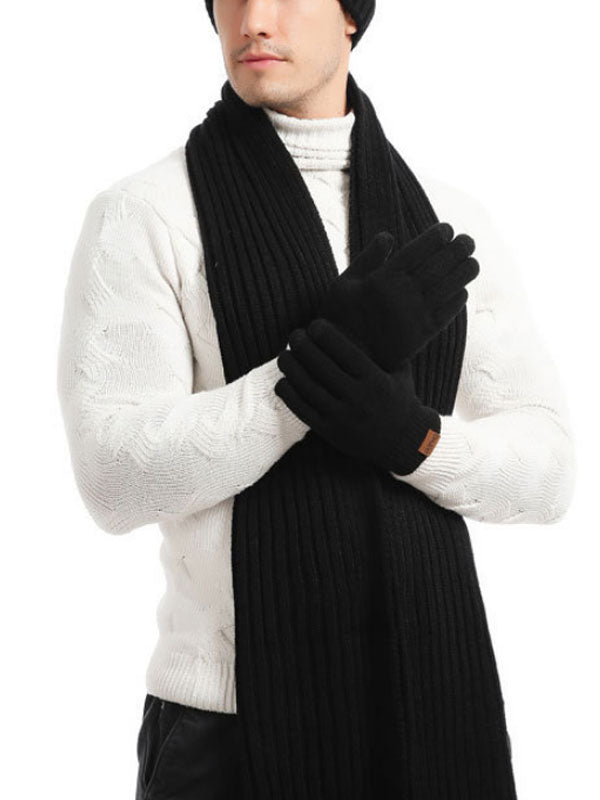 Fashion Wool Hat Scarf Gloves Three-Piece Set