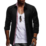 Mens fashion casual deerskin velvet trim long sleeve shirt