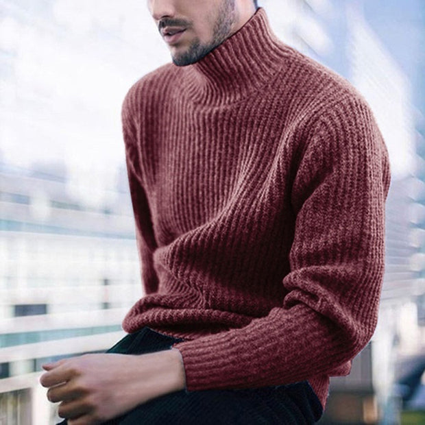 Men's fashion casual high neck long sleeve knitted sweater