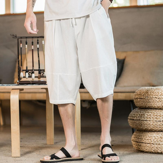 Men's Simple Ethnic Casual Linen Loose Shorts