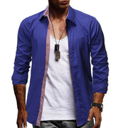 Mens fashion casual deerskin velvet trim long sleeve shirt