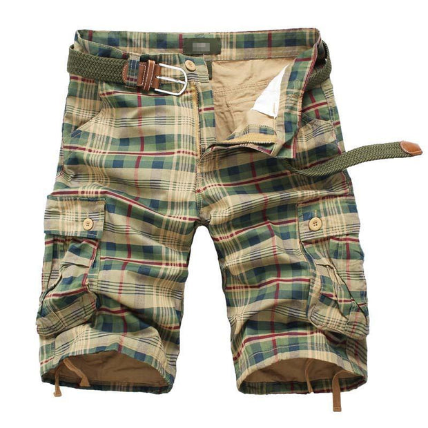 Men's Pockets Plaid Shorts