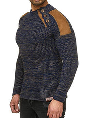 Men's Fashion Casual Buttoned Mixed Color Slim Sweater