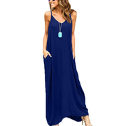 Fashion irregular sling pocket long dress