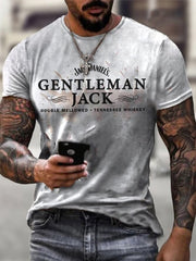 Mens Whiskey Print Casual T-shirt