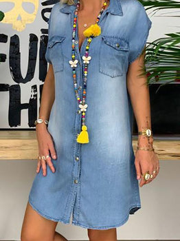 Women Denim Washed Sleeveless Dress