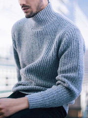 Men's fashion casual high neck long sleeve knitted sweater