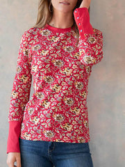 WomenS Print Round Neck Long Sleeve T-Shirt