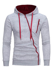 Mens new plain casual slim hooded cardigan sweater