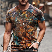 Mens Fashion Retro Casual Printed T-Shirt