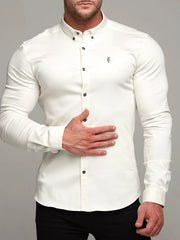 Mens Casual Muscle MenS Plain Lapel  Shirt