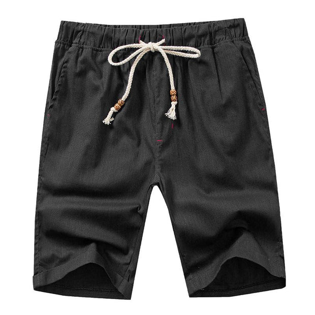 Summer Mens Solid Color Cotton Linen Shorts