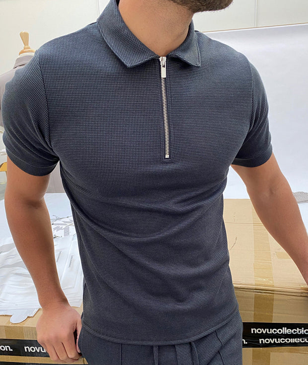 Plain fabric polo shirt