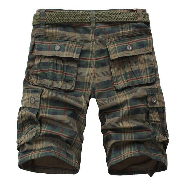 Men's Pockets Plaid Shorts