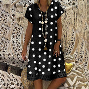 Knee Length Polka Dot Cut Out Flowy Dresses