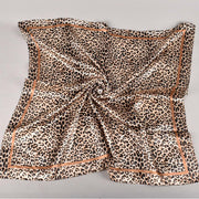 Classic Leopard Print Satin Square Scarf