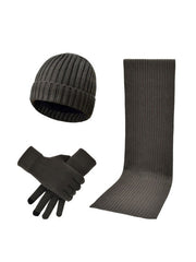 Fashion Wool Hat Scarf Gloves Three-Piece Set