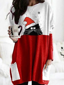 Womens Christmas Print Long Sleeve Sweatshirt