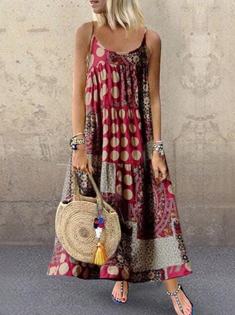 Neocozy Women Dresses Shift Daytime Casual Printed Maxi Dresses