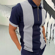 Portman Check Panel Polo Navy Shirts