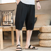 Men's Simple Ethnic Casual Linen Loose Shorts