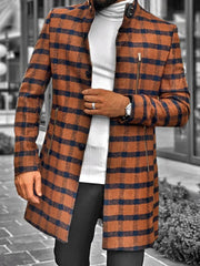 Men's Fashion Mid-Length Plaid Coat