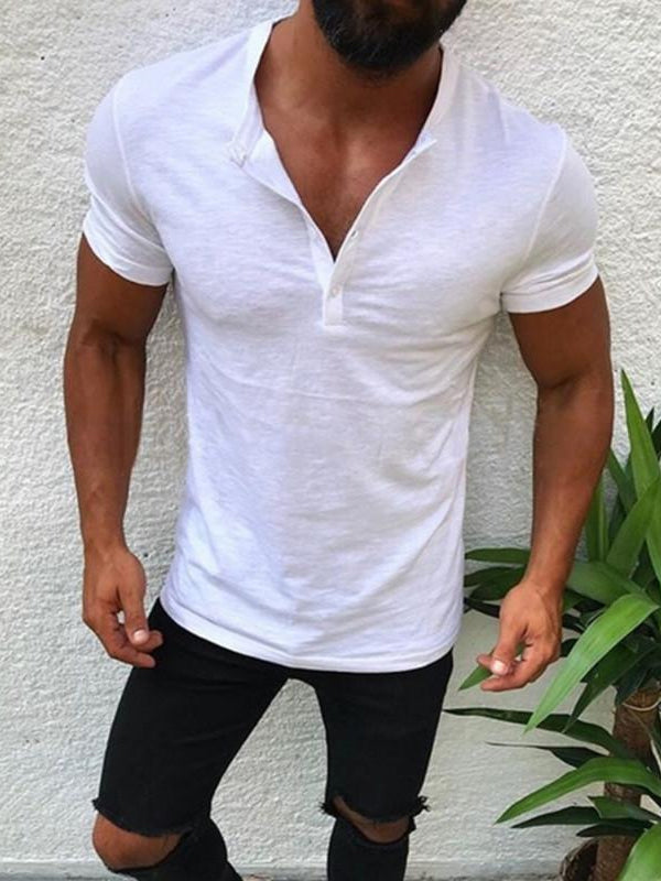 Men's Casual Slim Short-sleeved V-neck T-shirt