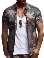 Men's Camouflage Lapel Short-sleeved Shirt