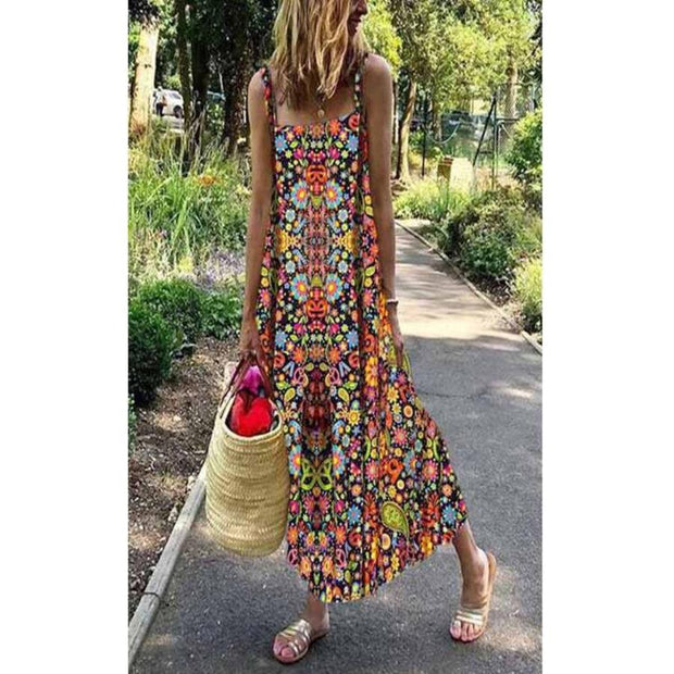 Neocozy Sexy printed sling Long Woman' Dress