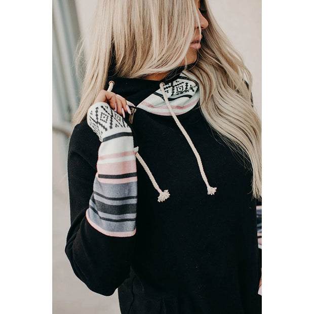 Colorblock Hooded Street Pullover Sweatshirt