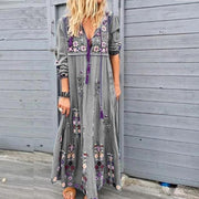 Casual Patchwork Embroidery V Neck Dresses