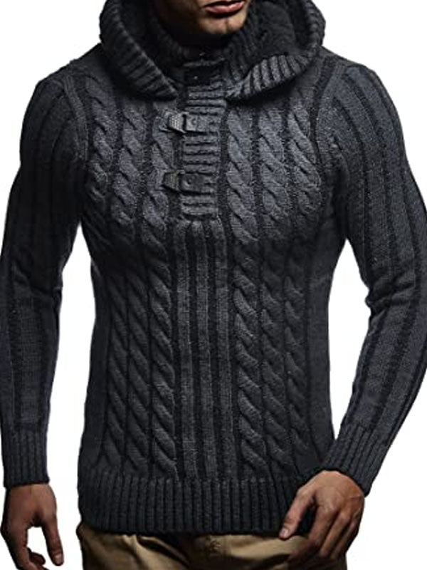 Men's Fashion Slim Stand Collar Hooded Sweater