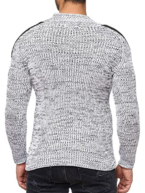 Men's Fashion Casual Buttoned Mixed Color Slim Sweater