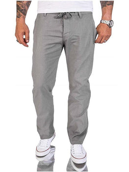 Men's Casual Plain Linen Cotton Trousers