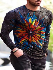 Mens Casual Long Sleeve Printed T-Shirt