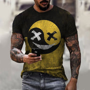 Fashion men’s color matching smile T-shirt