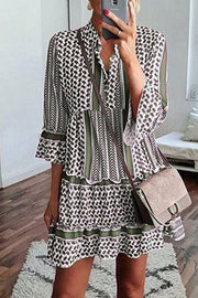 Printed Ruffled Shirt Mini Dress