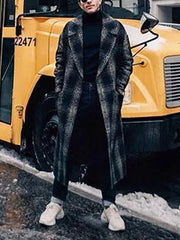 Mens Fashion Street Style Lapel Plaid Coat