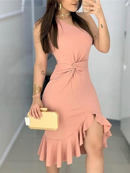 Blaseme Pink one-shoulder knotted dress