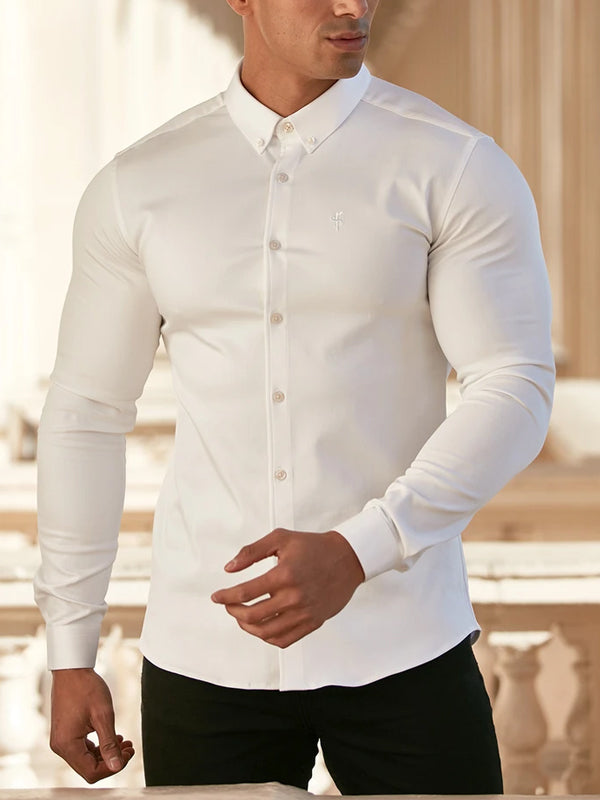 Mens Casual Muscle MenS Plain Lapel  Shirt