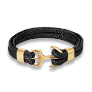 Men's Titanium Steel Cowhide Braided Anchor Bracelet