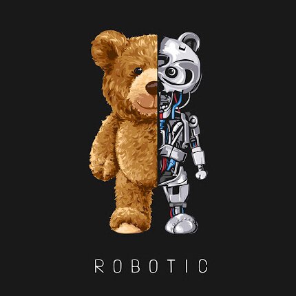 Robot bear short sleeve T-shirt