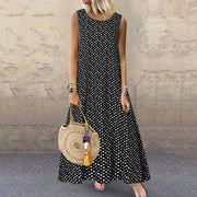 Sexy Polka Dot Sleeveless Long Dress