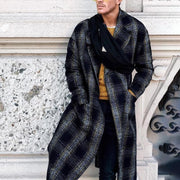 Mens Fashion Street Style Lapel Plaid Coat