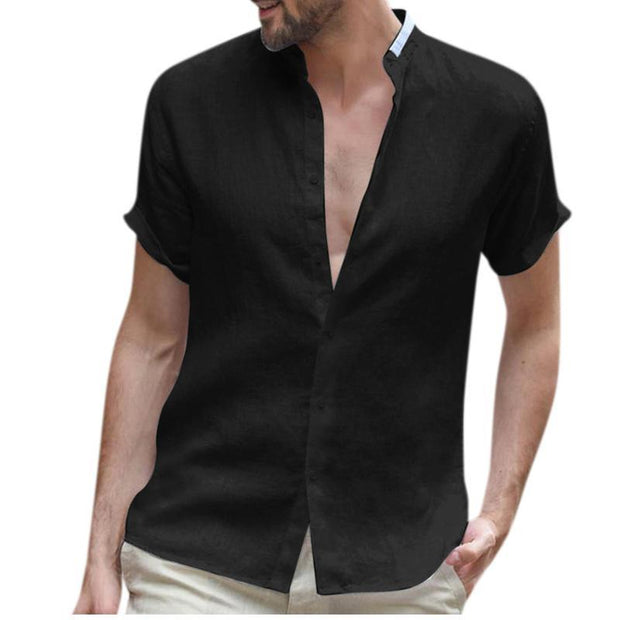 Men's Fashion Shirt Solid Color Short-sleeved Polo Shirt