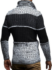 Men's Patchwork Stand Collar Knitted Sweater