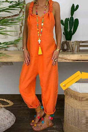 Casual Sleeveless Pure Colour Jumpsuit